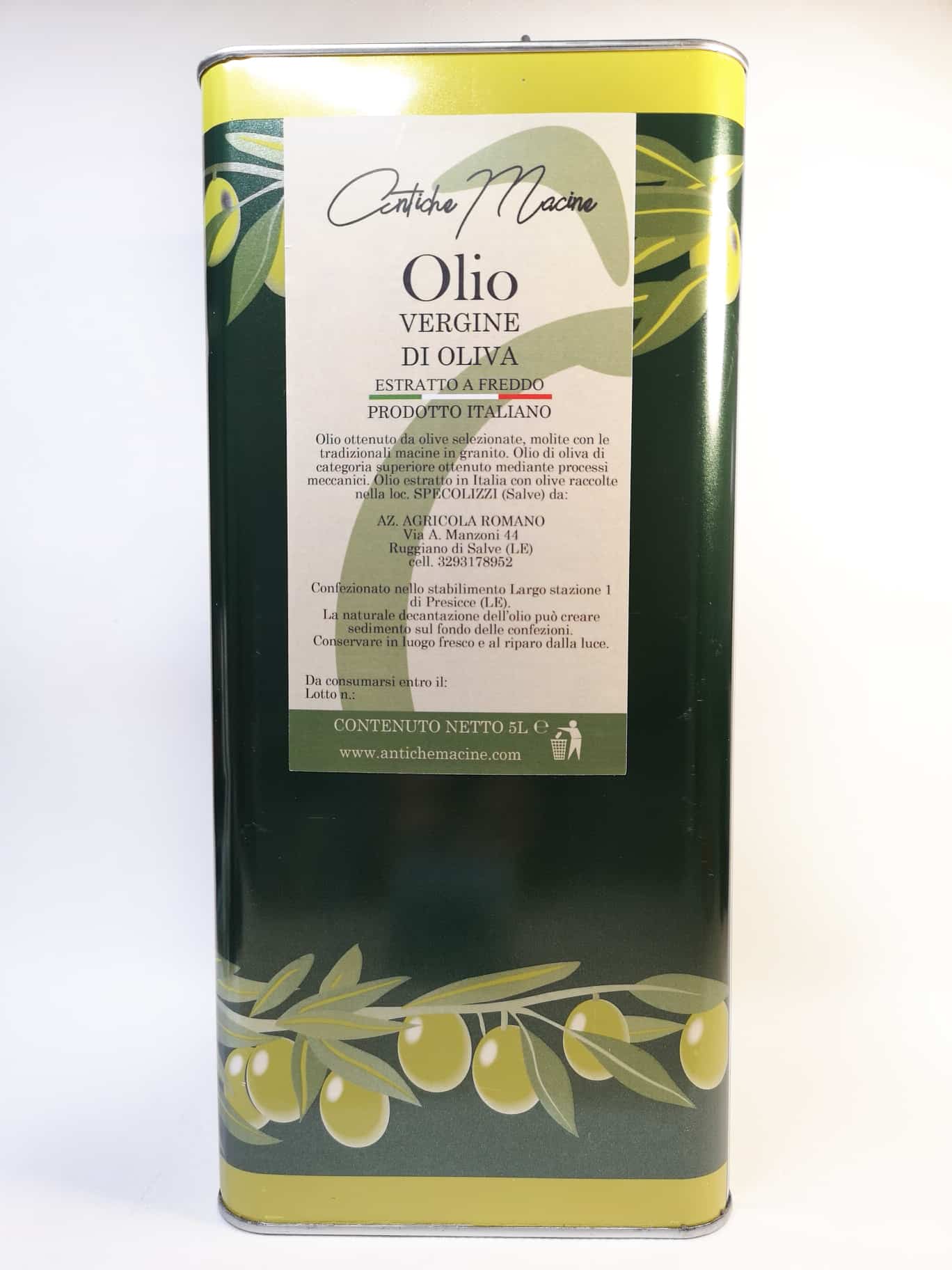 latta olio 5 lt vergine